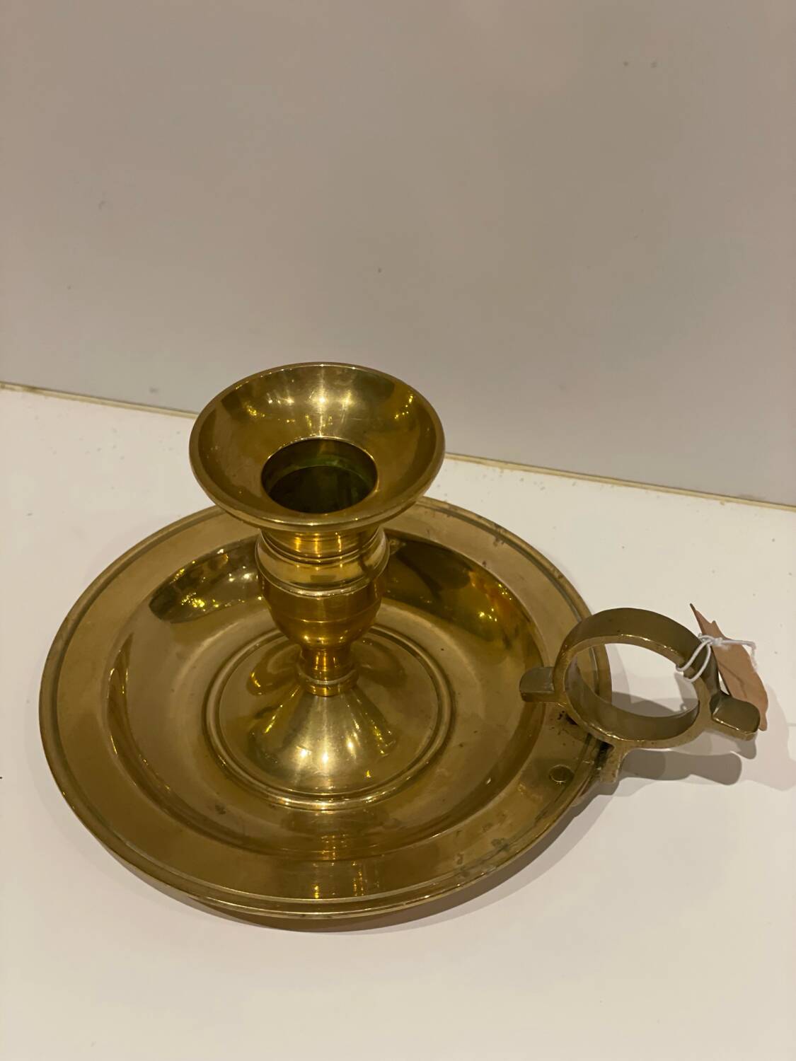 Large vintage brass cellar rat hand candlestick