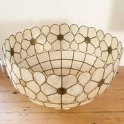 Vintage XXL pendant light in mother-of-pearl and brass