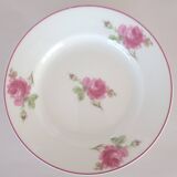 Vintage Vista Alegre 4 Dessert Porcelain Plates Hand Painted with Pink Rose
