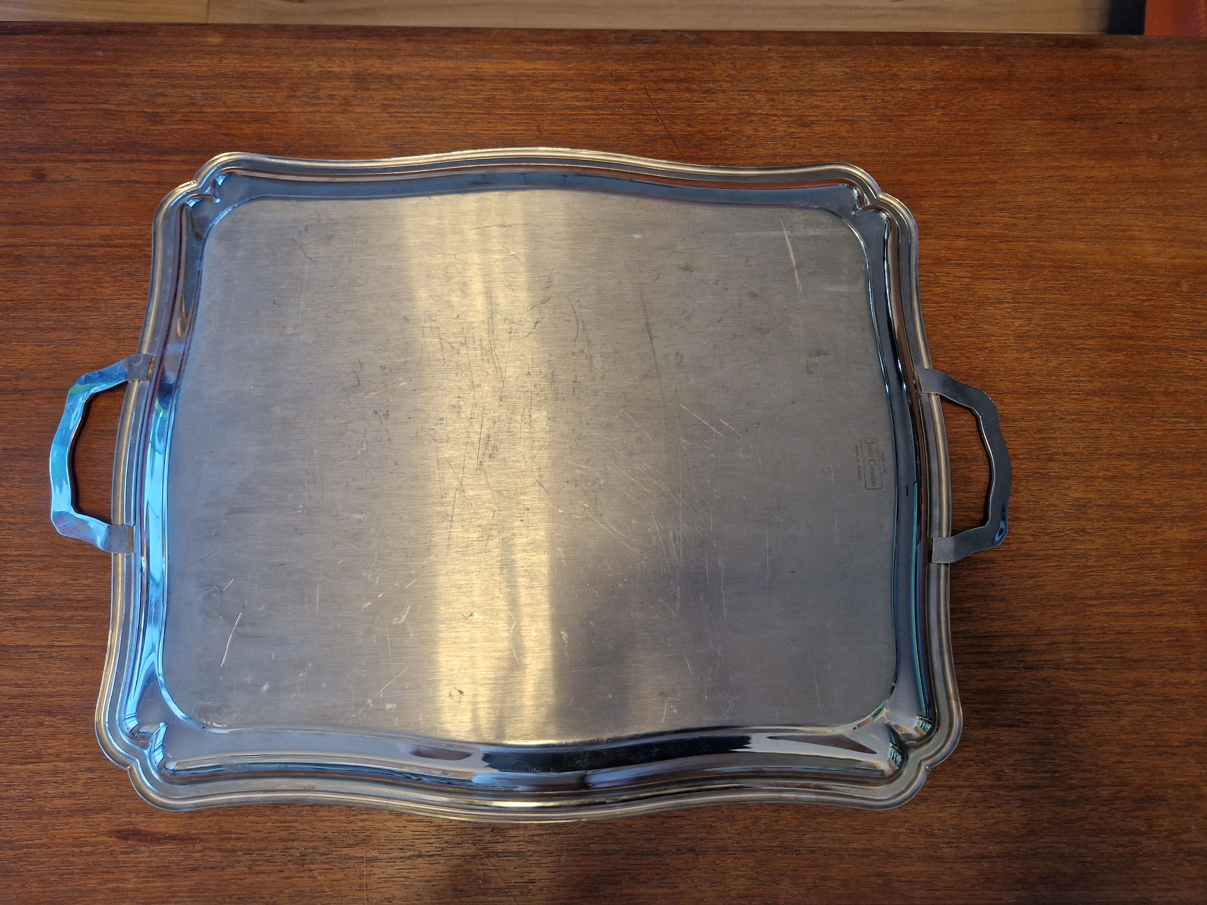 Vintage stainless steel serving tray by Jean Couzon