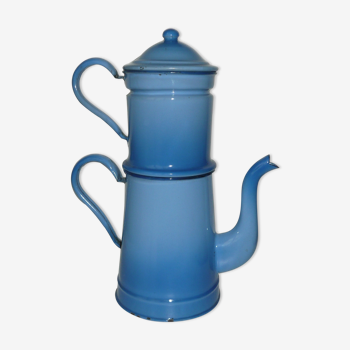 Cafetière en tole émaillée complète dégradé de bleu