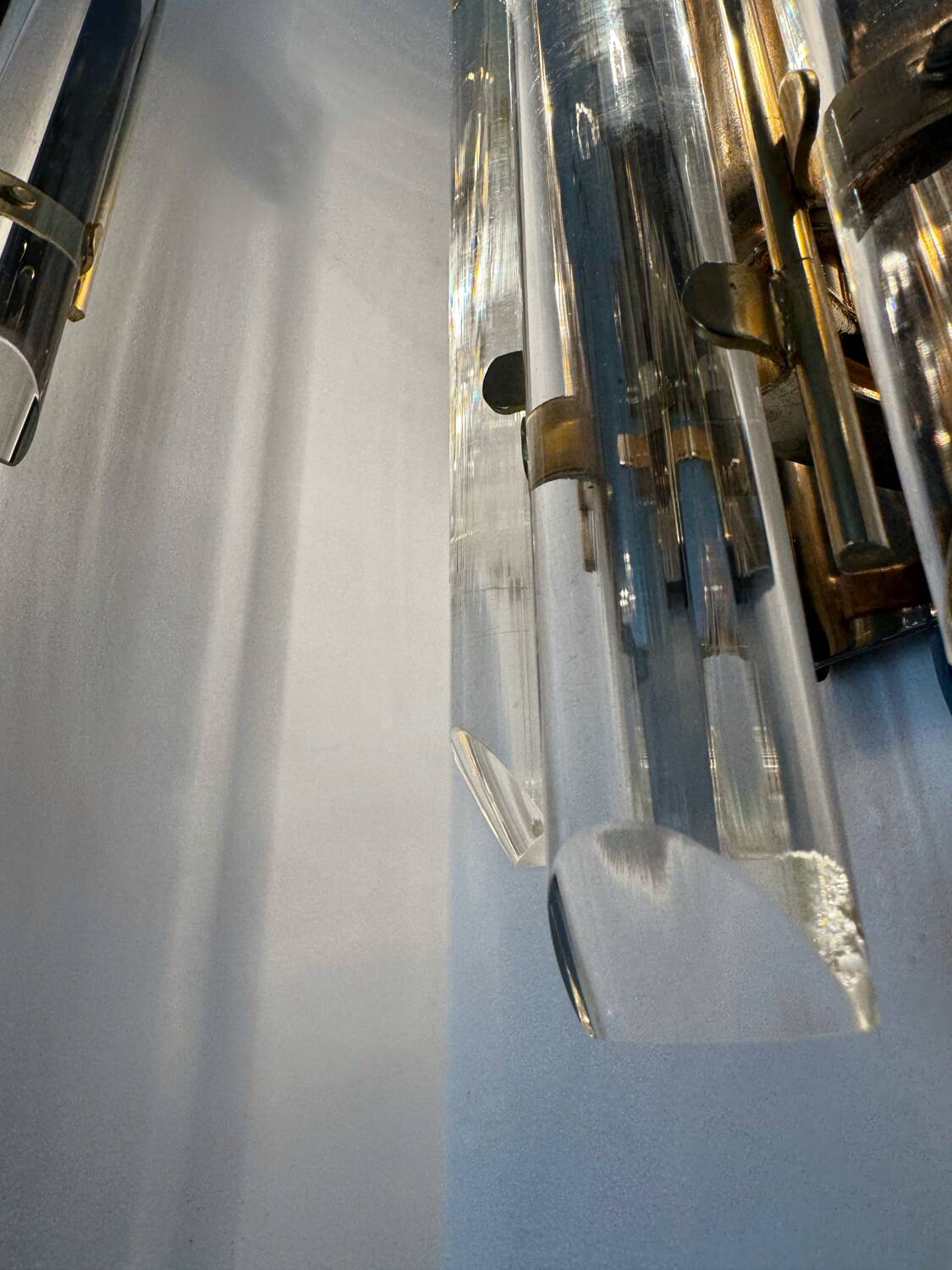 Crystal baguette wall lights from the 80s