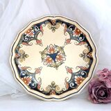 Decorative earthenware plate from Salins France, Buchy decor 25.5 cm