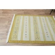 1970s Vintage Turkish Handmade Wool Cotton Green Kilim Rug 117x170