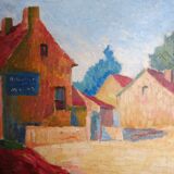 The hamlet, oil on canvas signed Bodon