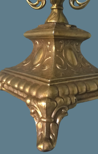 Chandelier five lights quadripod in golden regulator ~ late nineteenth