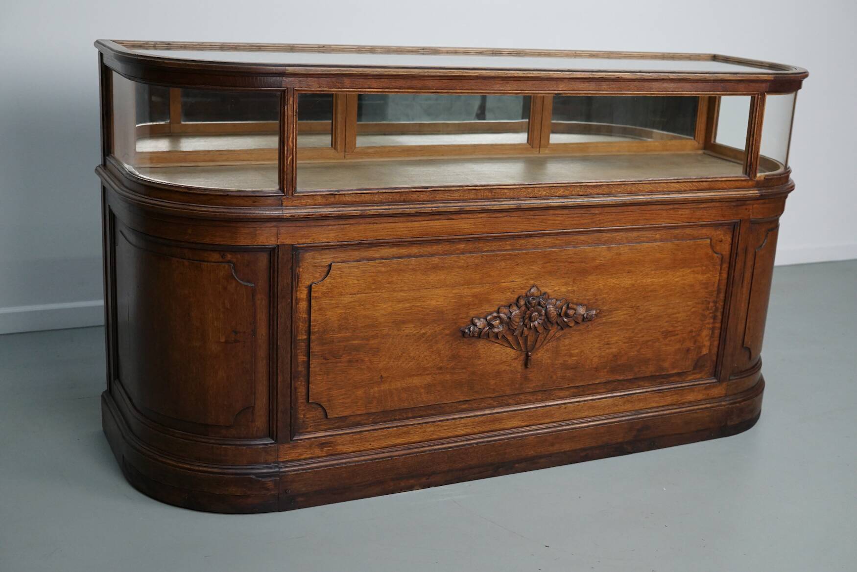 Antique Oak Jewellery Cabinet or Shop Counter, Early 20th Century