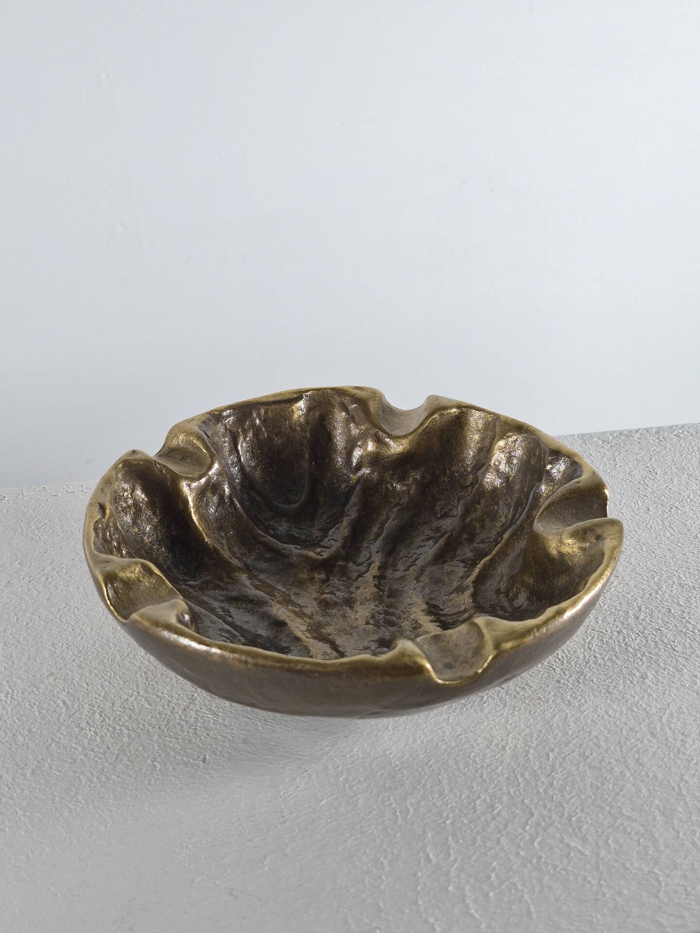 Vintage mid century brutalist brass ashtray