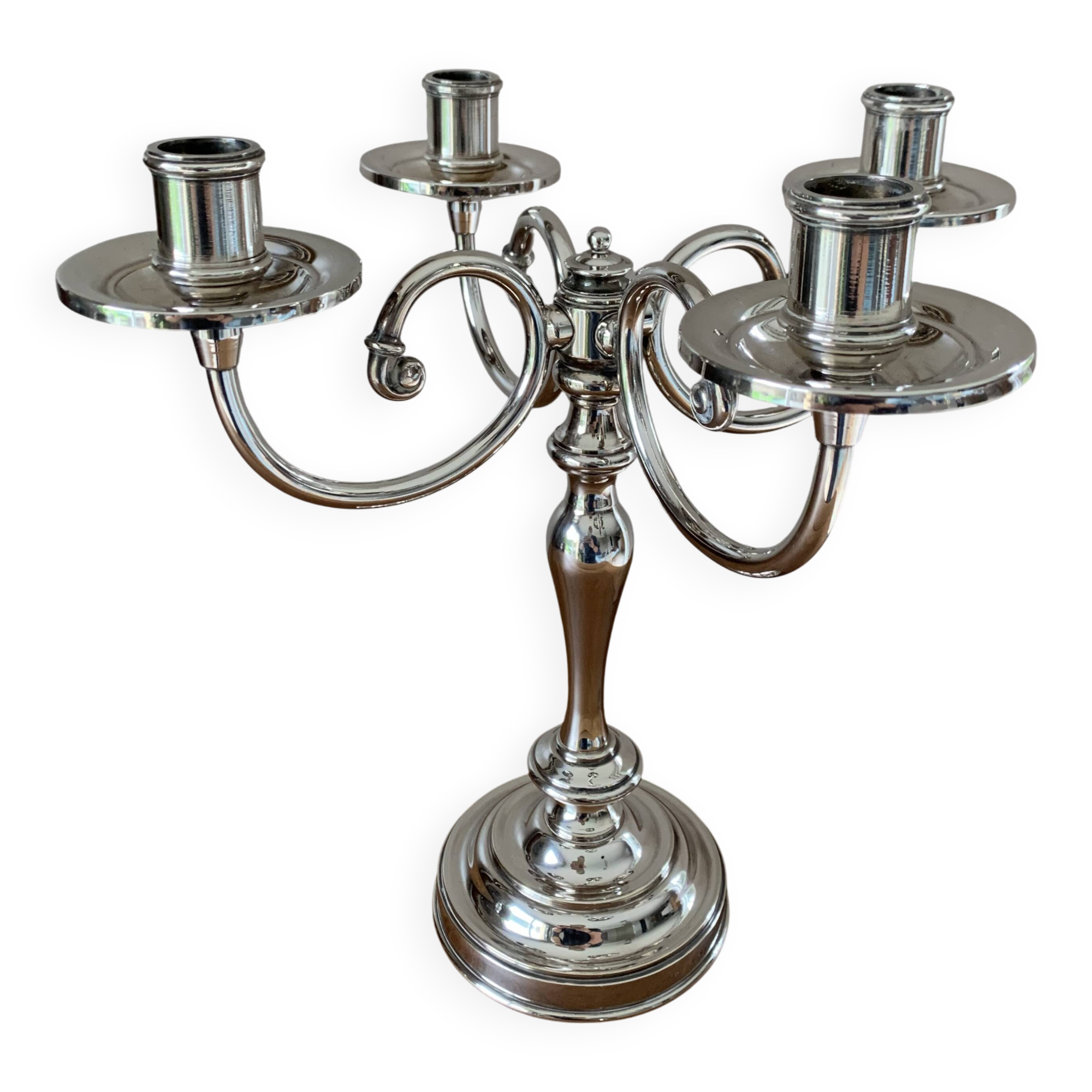 Silver-plated metal candelabrum