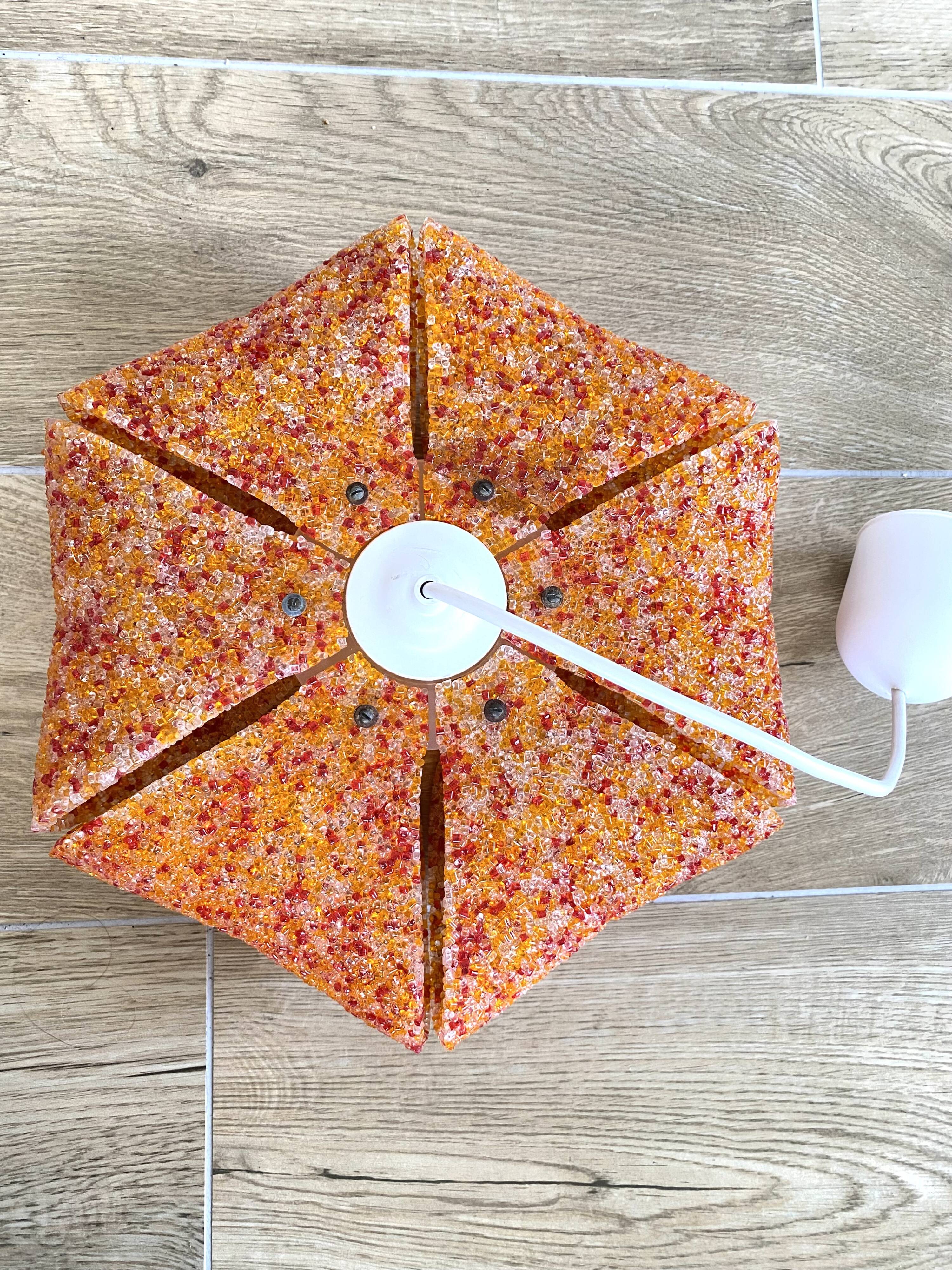 70s pendant light in orange Perspex