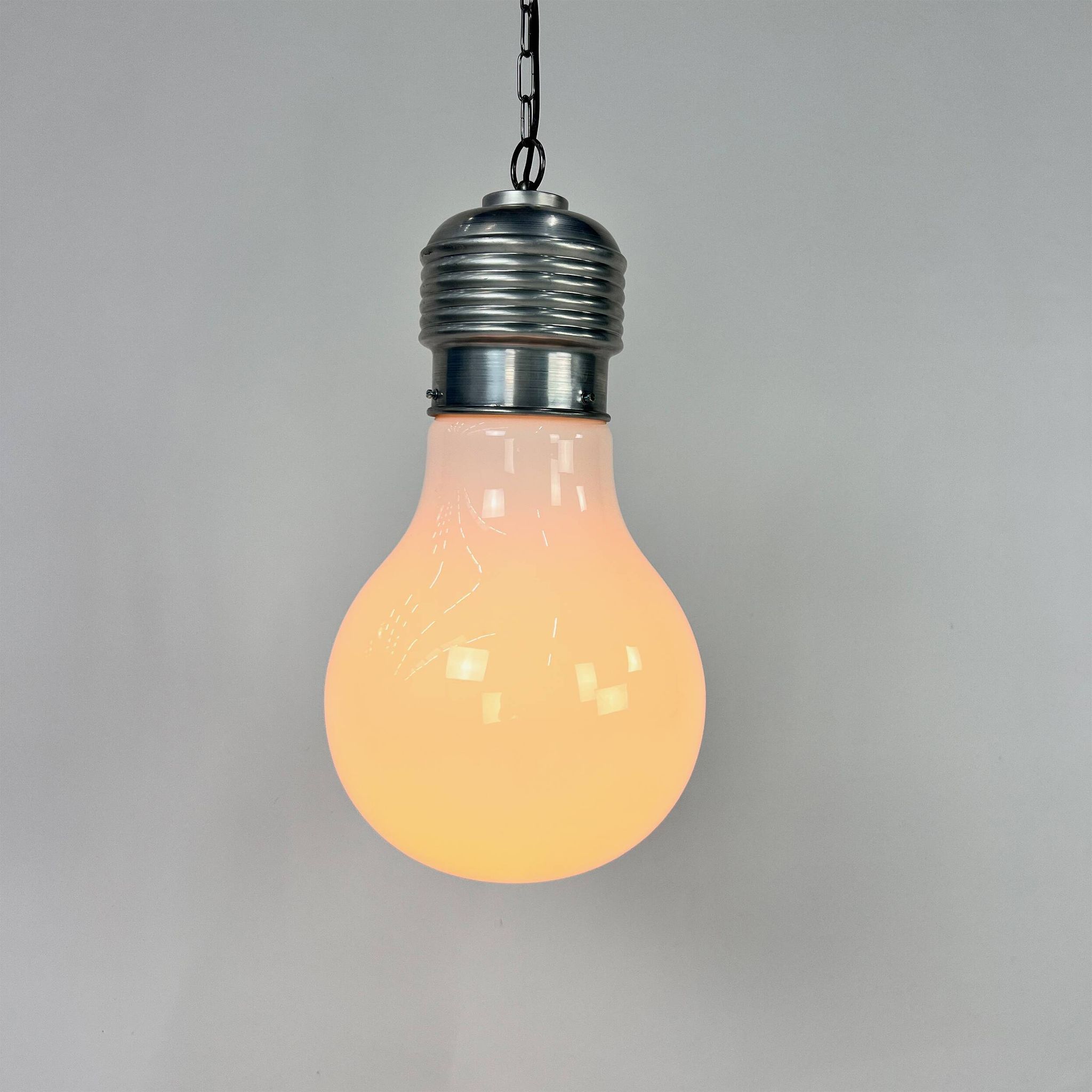 Vintage pendant lamp oversized light bulb by nuova elleluce, 1970