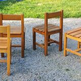 Set de 4 chaises des années 70 brutalistes en chêne