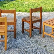 Set of 4 70s brutalist oak chairs