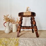 Wood and straw stool - brutalist