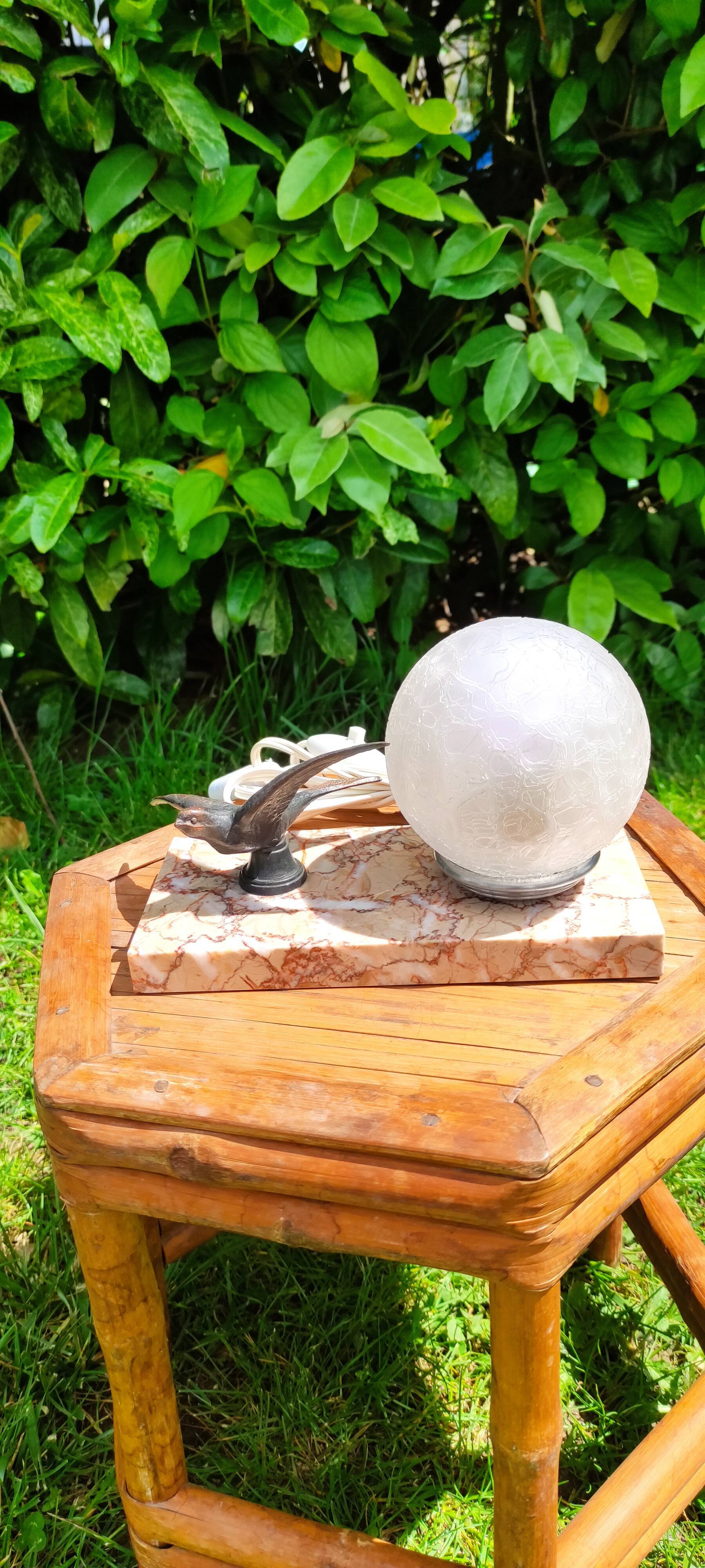 Art deco lamp, globe and marble