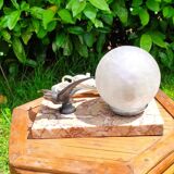 Art deco lamp, globe and marble