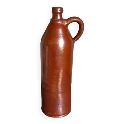 Bouteille haute Art-populaire terre lourde émaillée fin XIX ème