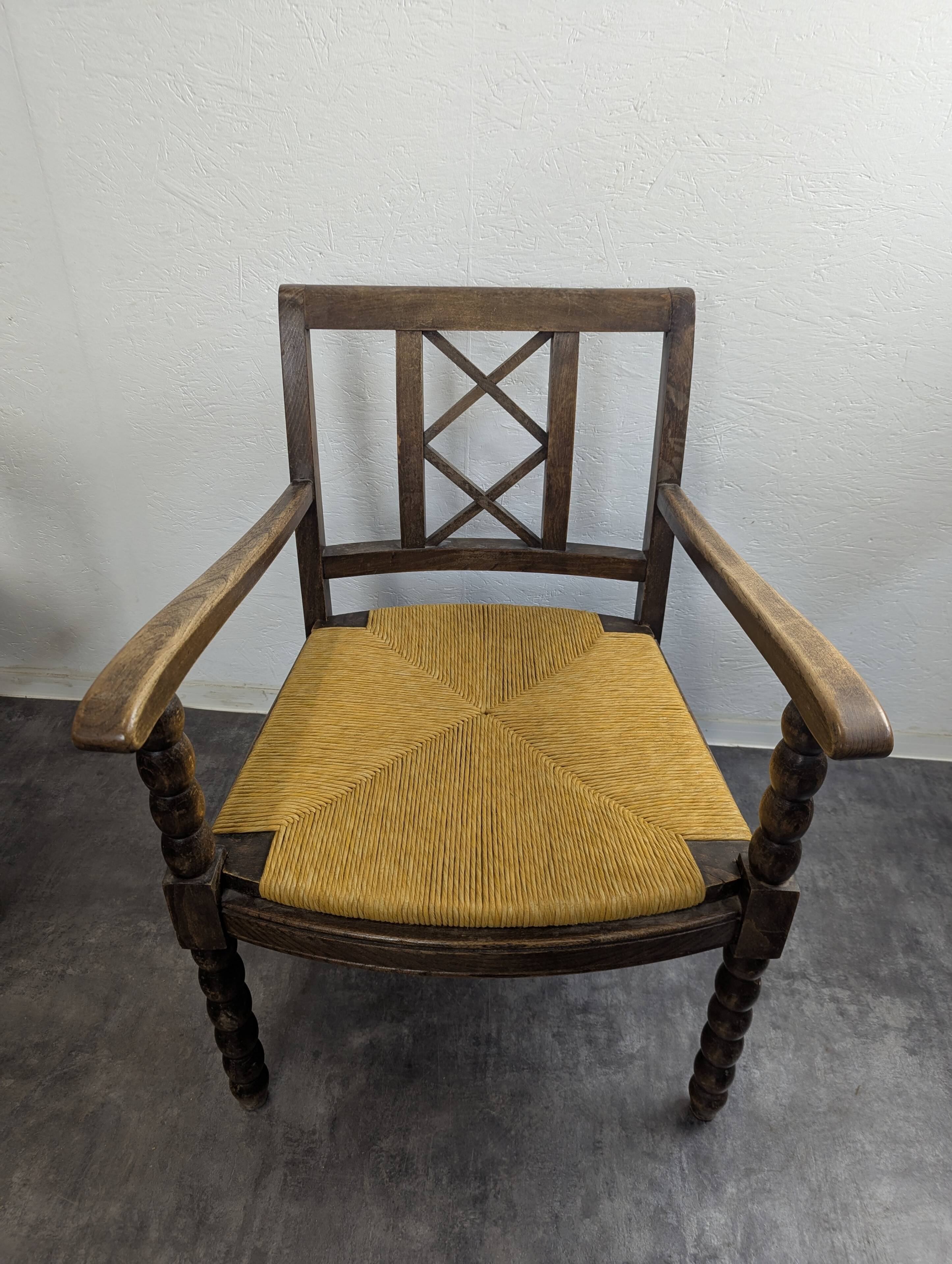 Pair of brutalist spool chairs
