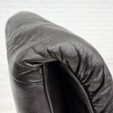 Chaise longue réglable, cuir marron années 1970, design suédois par göte möbler