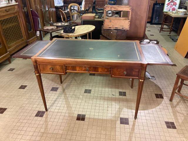Louis XVI type desk in cherry wood and leather