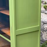1930s khaki Parisian art deco glass cabinet