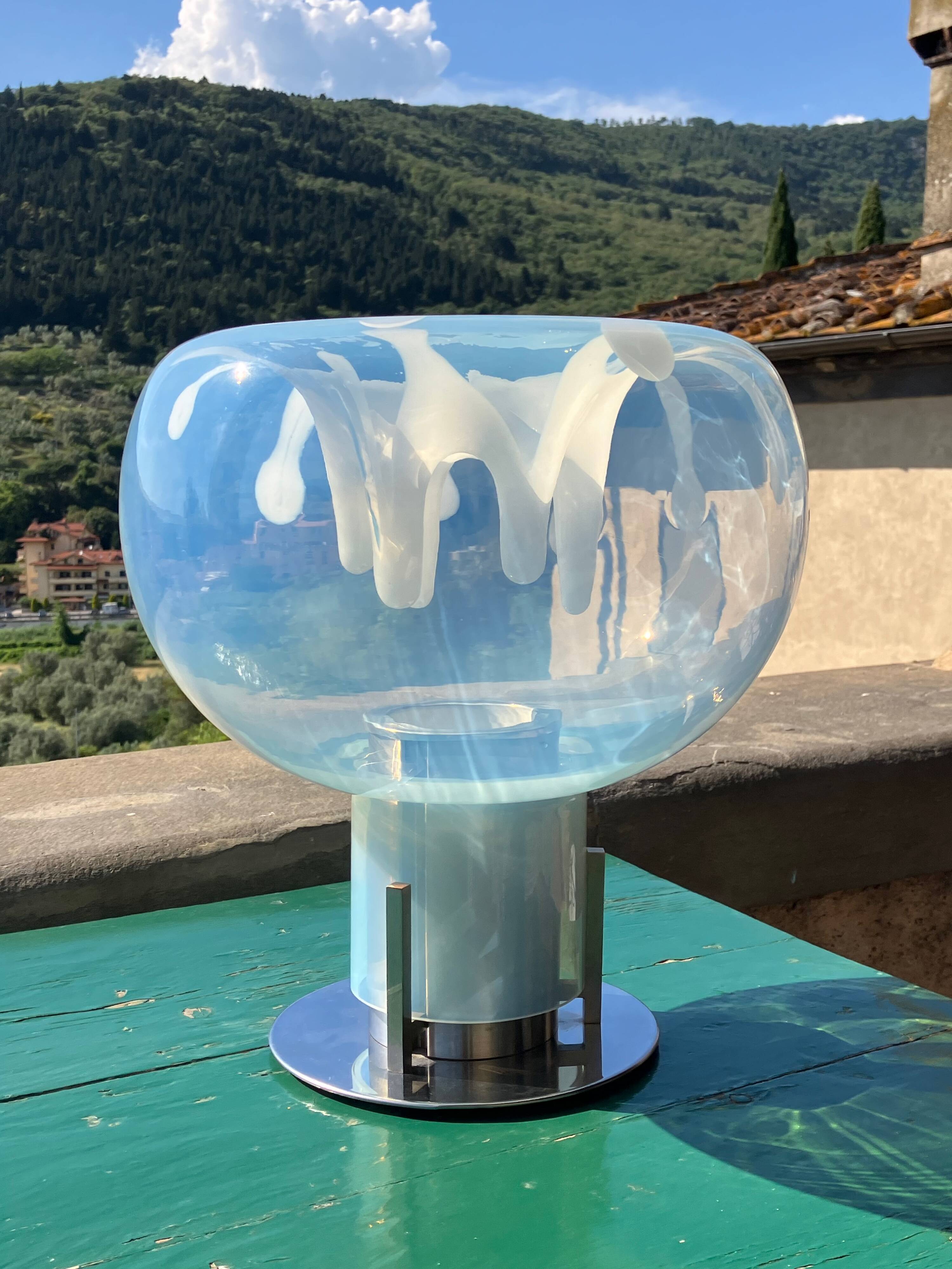 Fluorescent Murano glass table lamp by PVM, 1970s