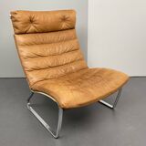 Fauteuil lounge JK 720, cuir couleur cognac, par Jørgen Kastholm pour Kill International, années 1970