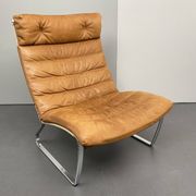 JK 720 lounge chair, cognac-coloured leather, by Jørgen Kastholm for Kill International, 1970s
