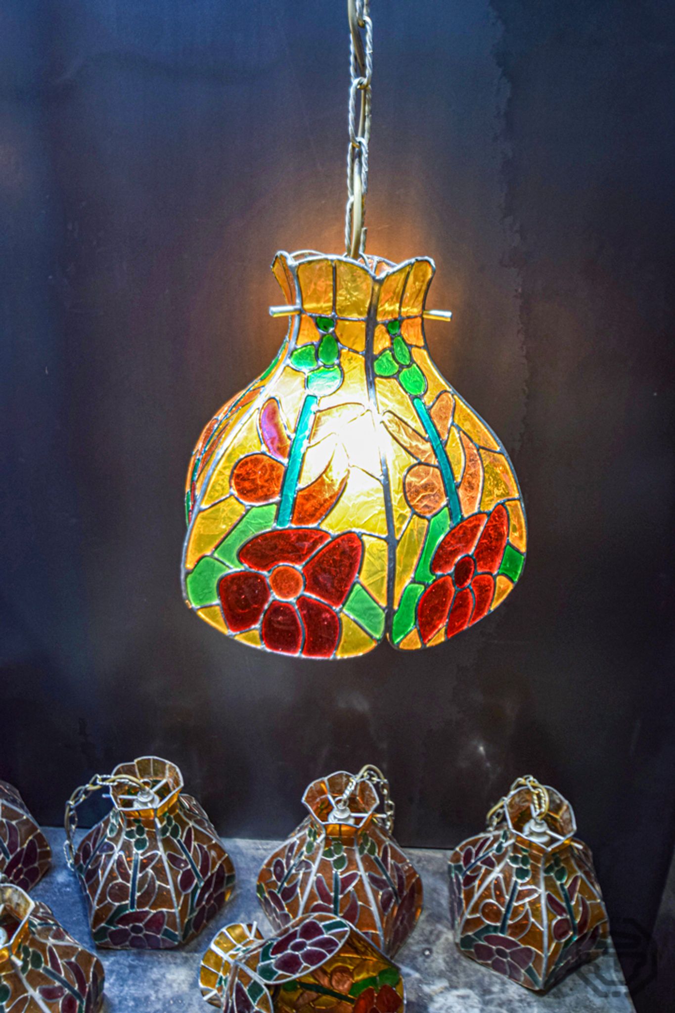Lampe suspension pate de verre