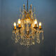 Large Gilded Florentine Tole and Crystal Chandelier, 1950s