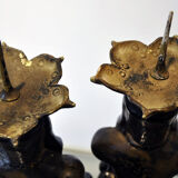 Pair of Mexican Pre-Columbian Style Bronze Candlesticks, 20th Century