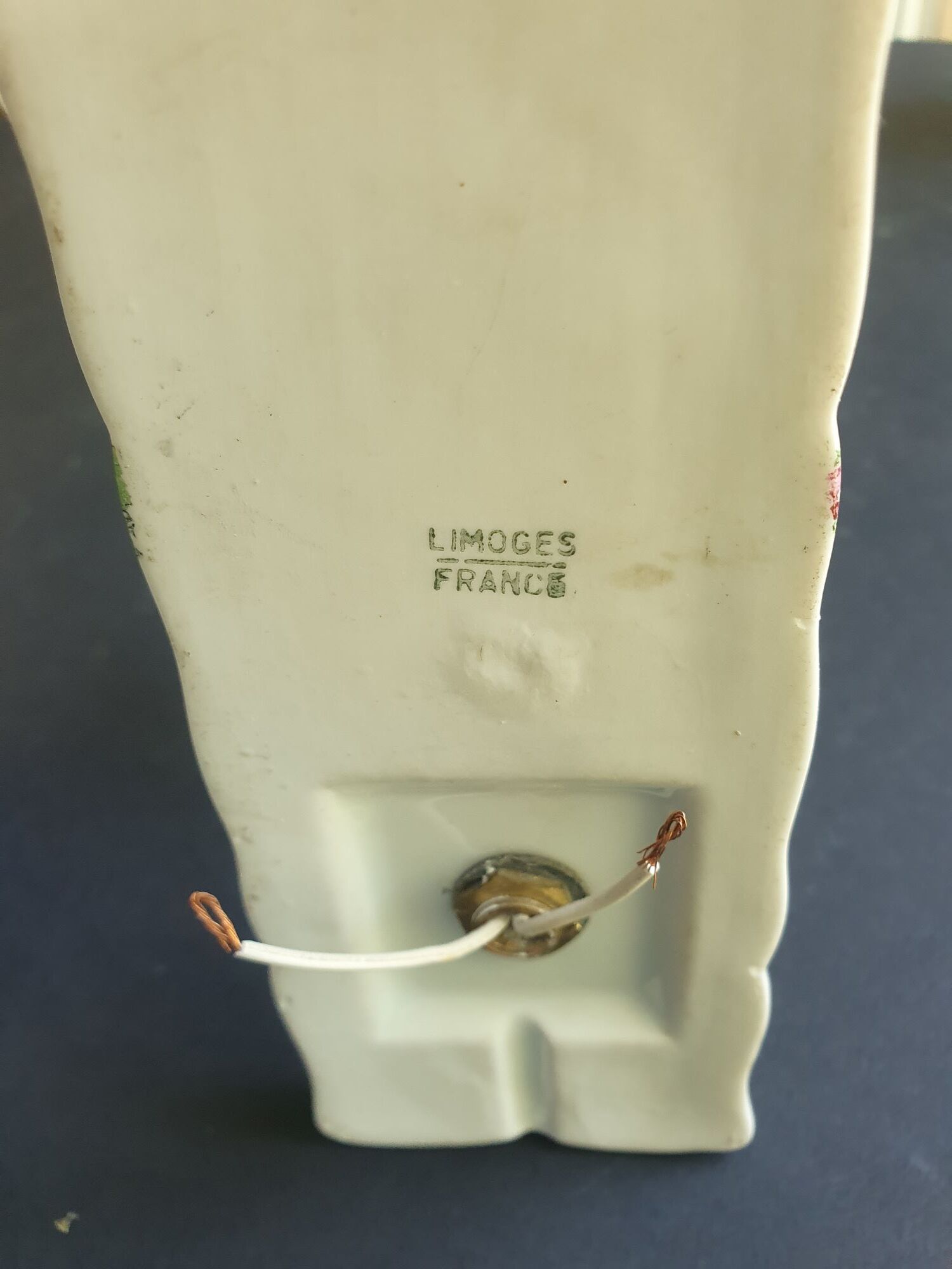 Pair of vintage Limoges ceramic wall sconces