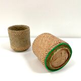 Pair of small rattan pot baskets