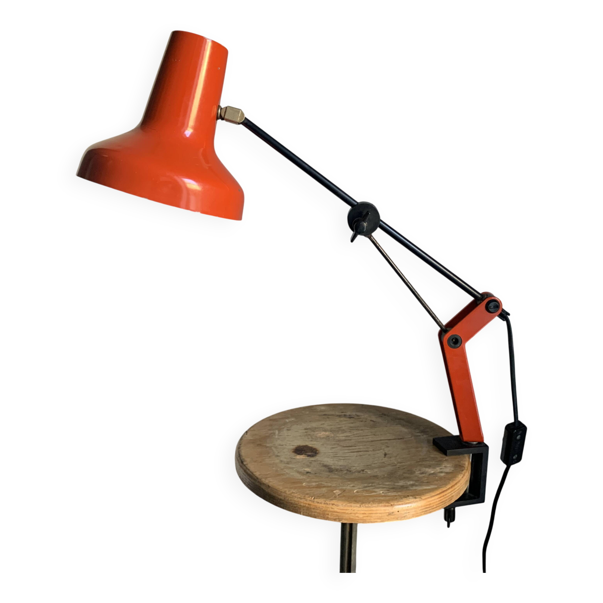 Vintage 1970s architect's desk lamp RDA (DDR - GDR) red - 50 cm