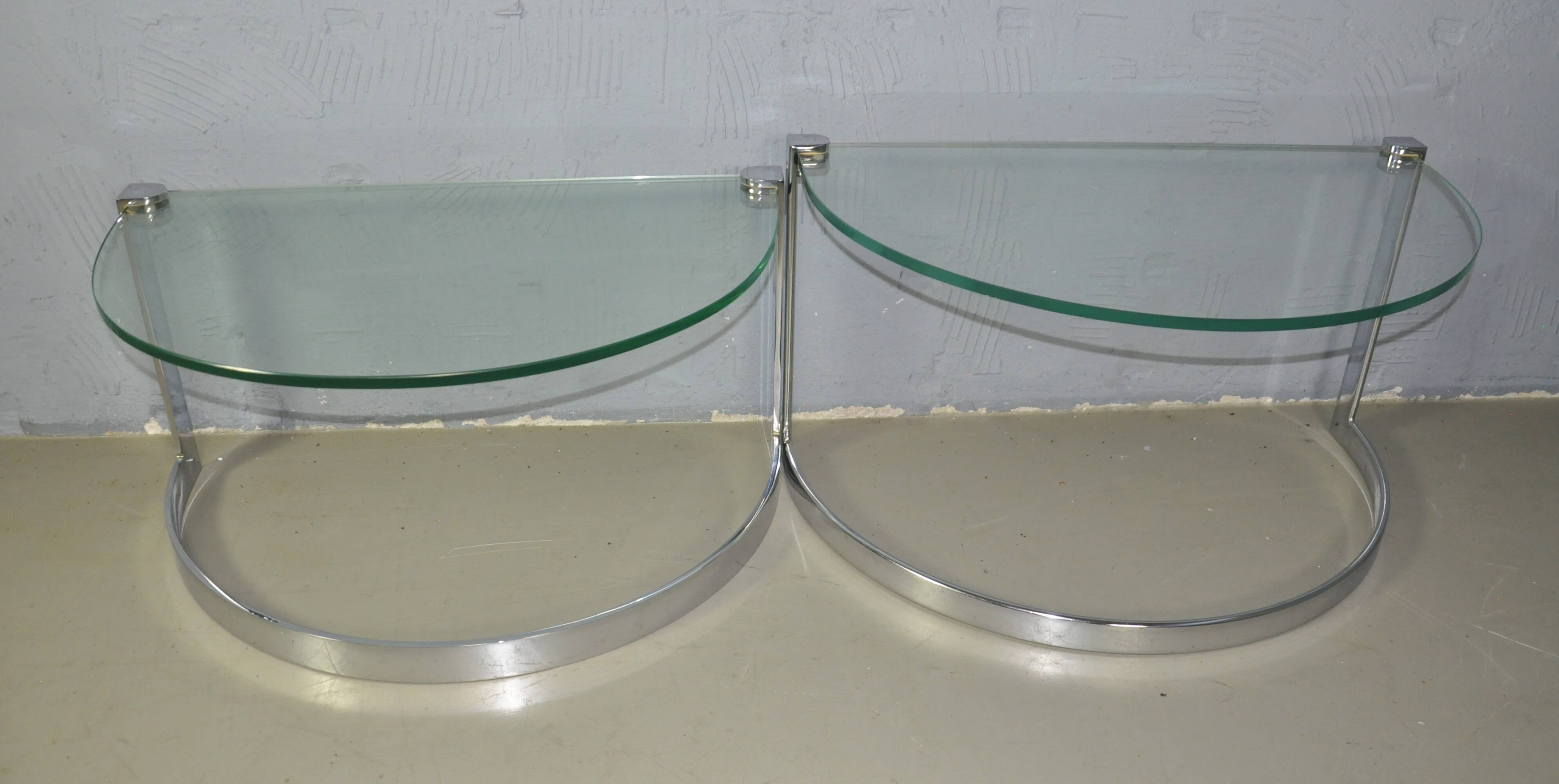 Vintage glazen bijzet tafels