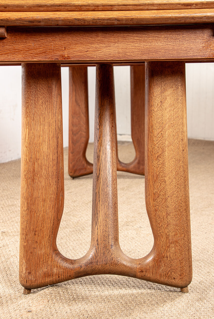 Large extendable dining table, 320 cm, in oak, Guillerme and Chambron.