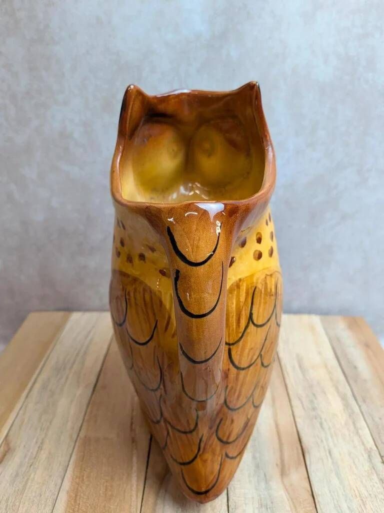 Vintage zoomorphic pitcher in glazed ceramic – Owl