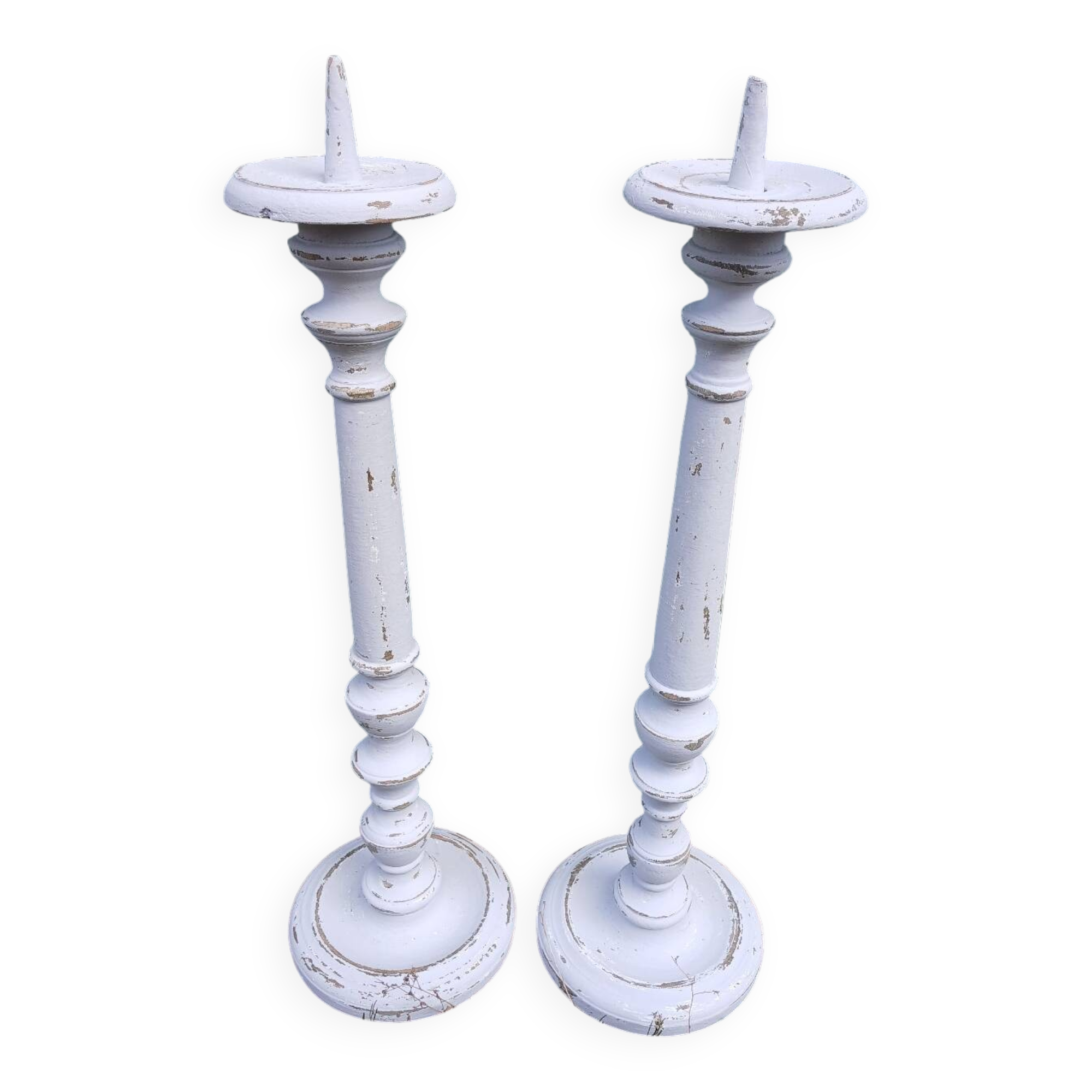 Pair of antique wooden candlesticks/candlesticks