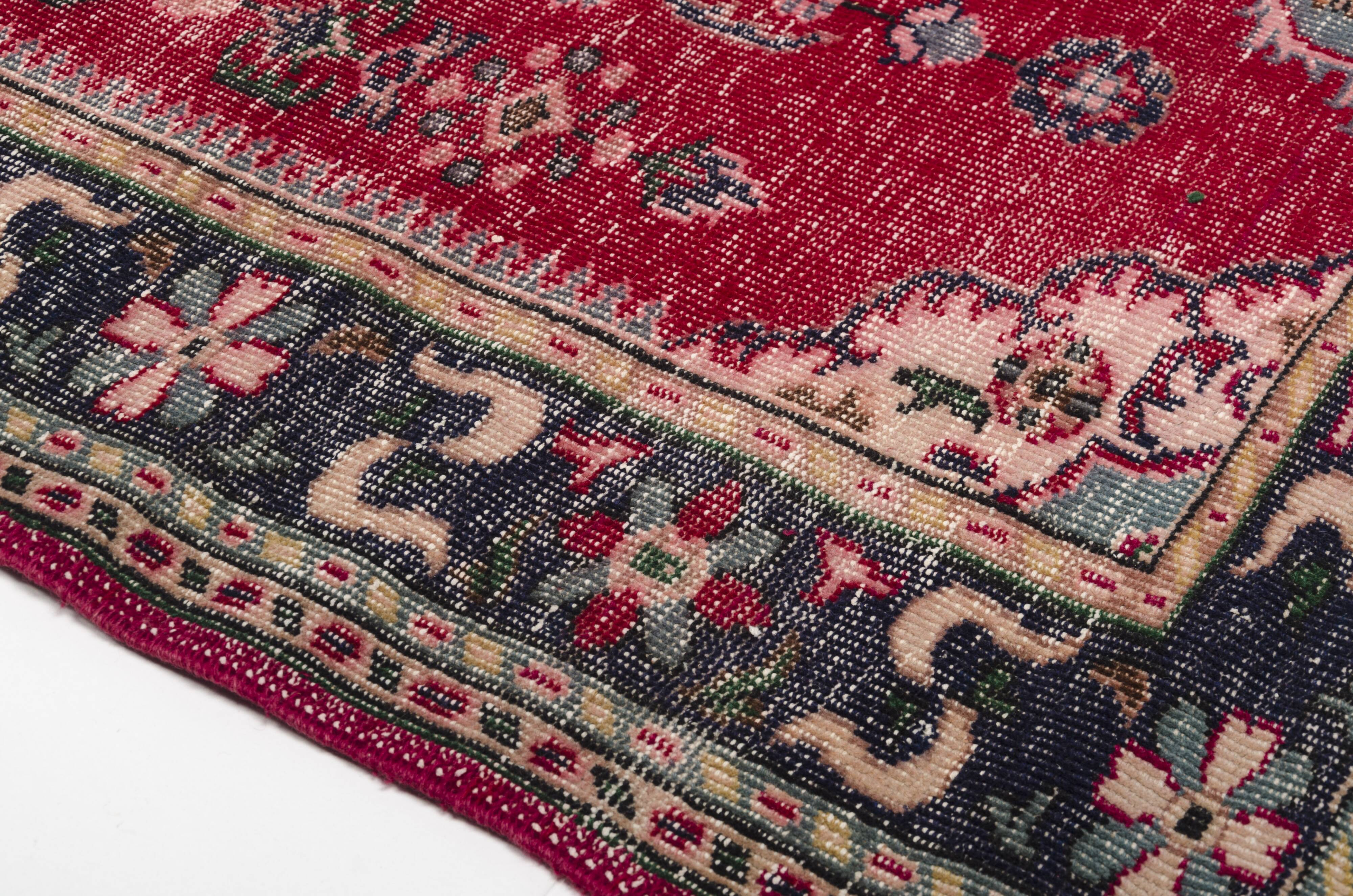 Red Geometric Oushak Handknotted Rug