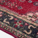 Red Geometric Oushak Handknotted Rug