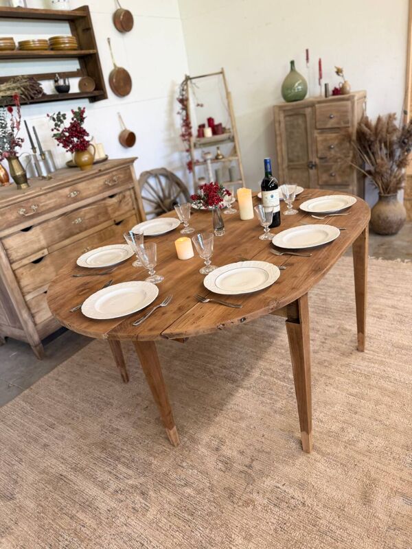 Table ovale modulable en bois massif