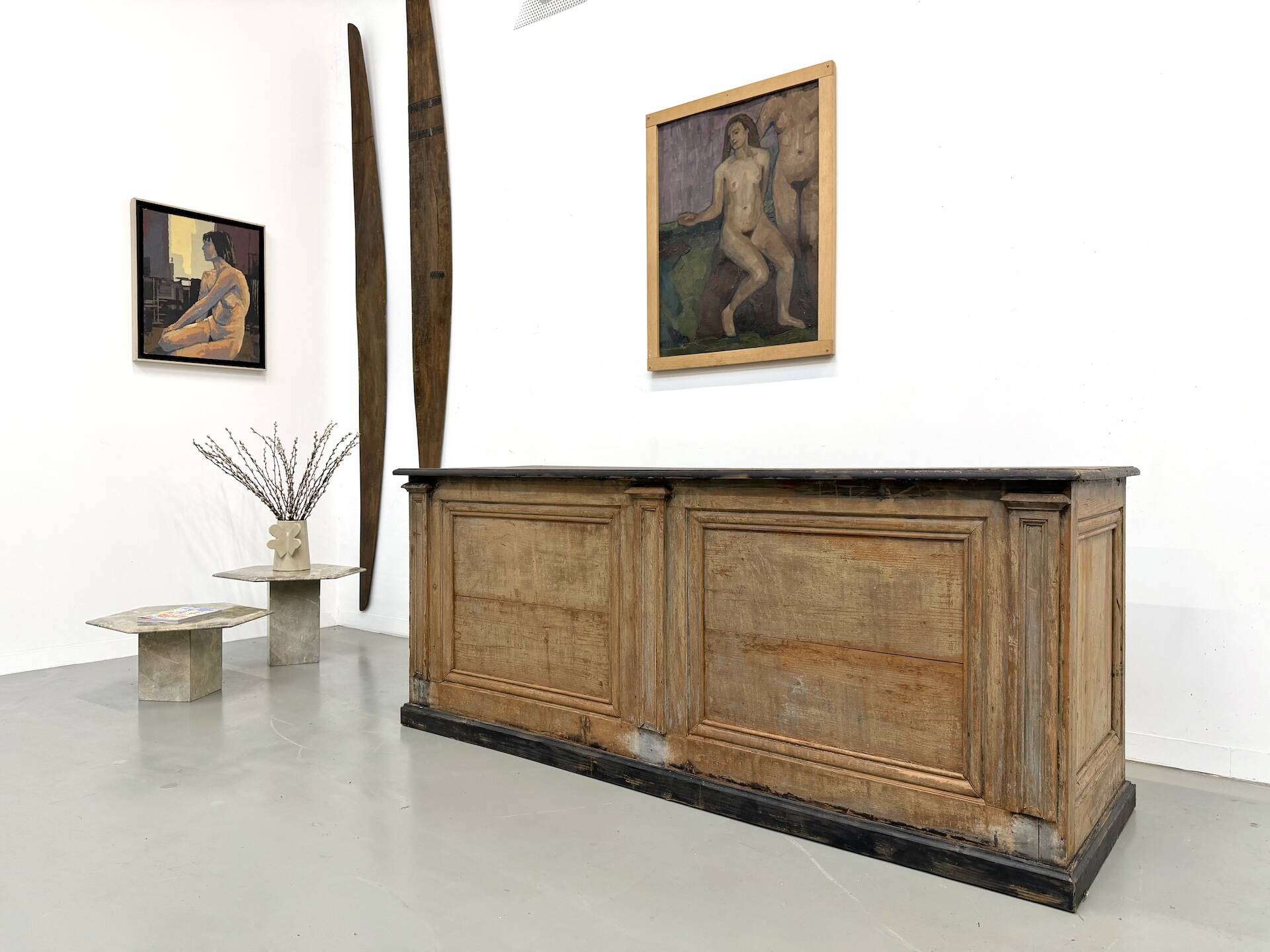 Large Antique Pine Trading Counter