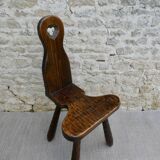 Mountain chair in solid wood, carved with gouge, 60s