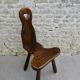 Mountain chair in solid wood, carved with gouge, 60s