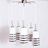 Hanging lamp cascade opaline glass and chrome
