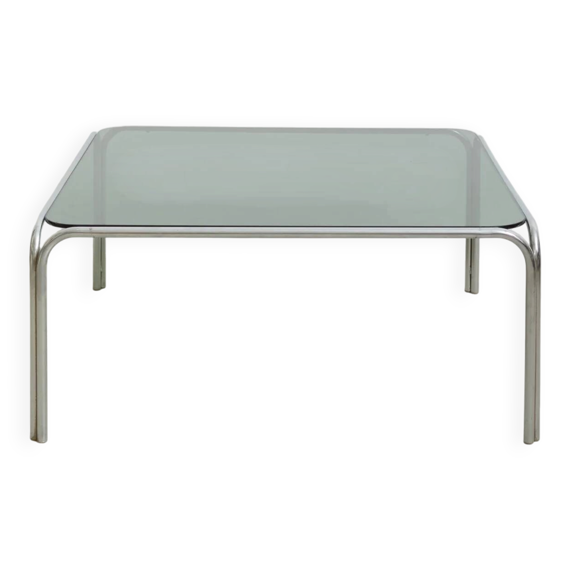 Tubular coffee table with smoked glass top, 1970s