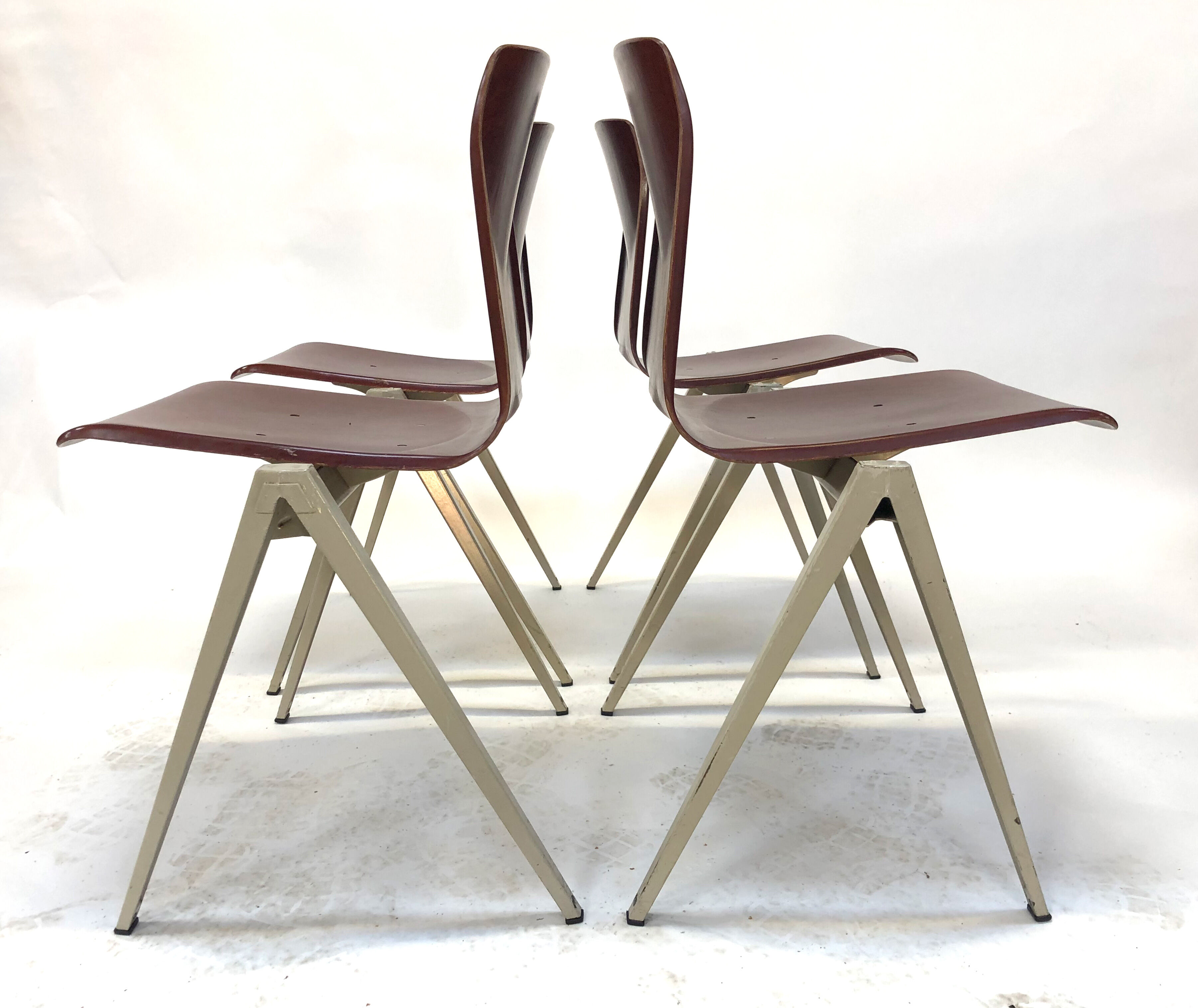 Lot of 4 vintage chairs Galvanitas S22 in the Netherlands