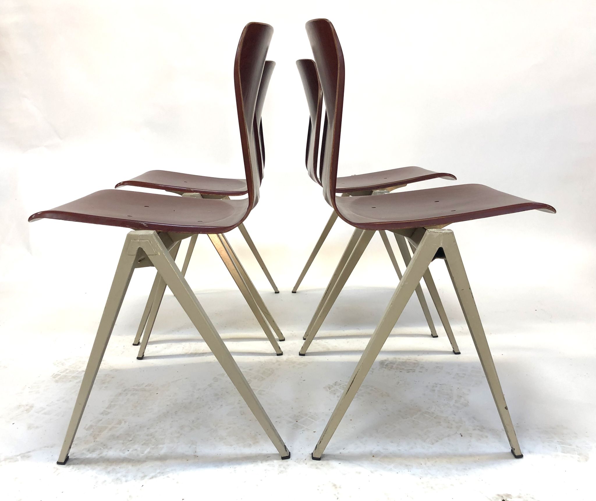 Lot of 4 vintage chairs Galvanitas S22 in the Netherlands