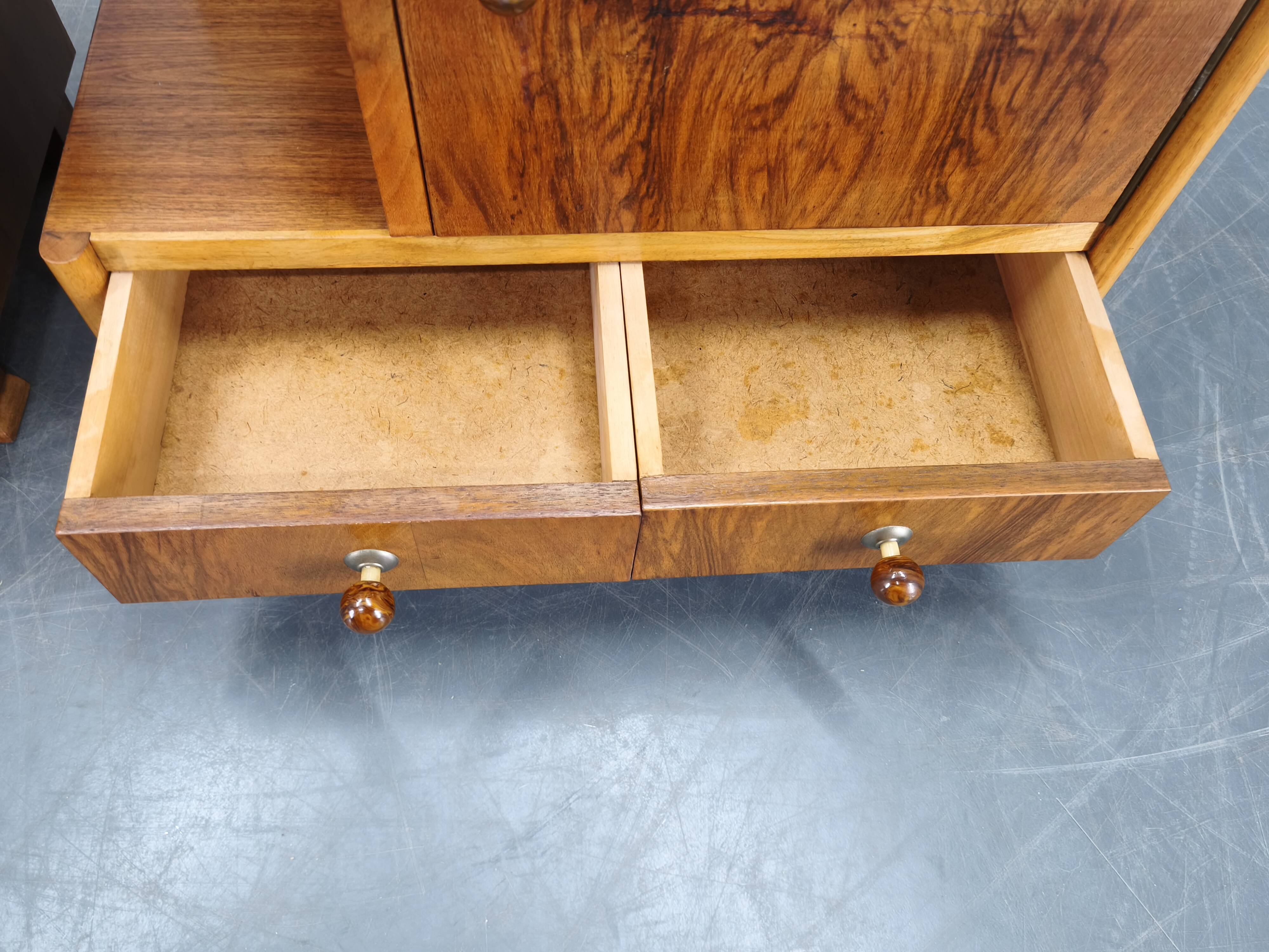 Pair of Italian Mid-Century Walnut Nightstands, 1950s
