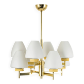Sputnik chandelier with opaline glass by Kaiser, Germany, 1970s.